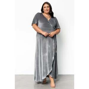 Baltic Born Katelyn Velvet Maxi Wrap Dress | Dusty Blue Size 1XL NWT